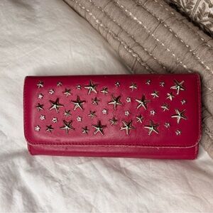 Jimmy Choo Red Filipa Star Studded Wallet